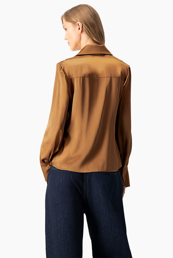 Blusa satinada manga larga