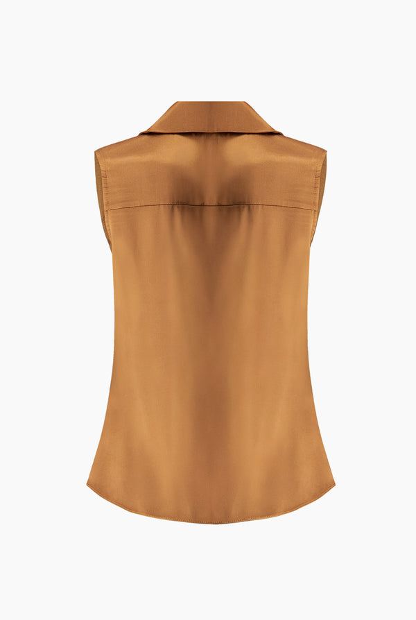 Blusa satinada sin mangas