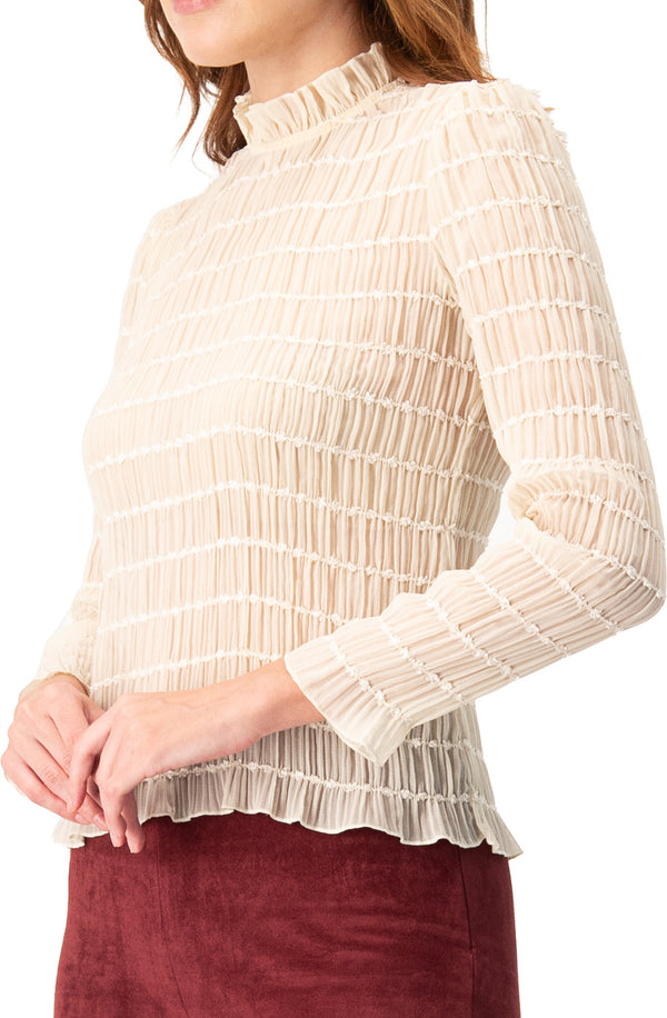Blusa manga larga con textura