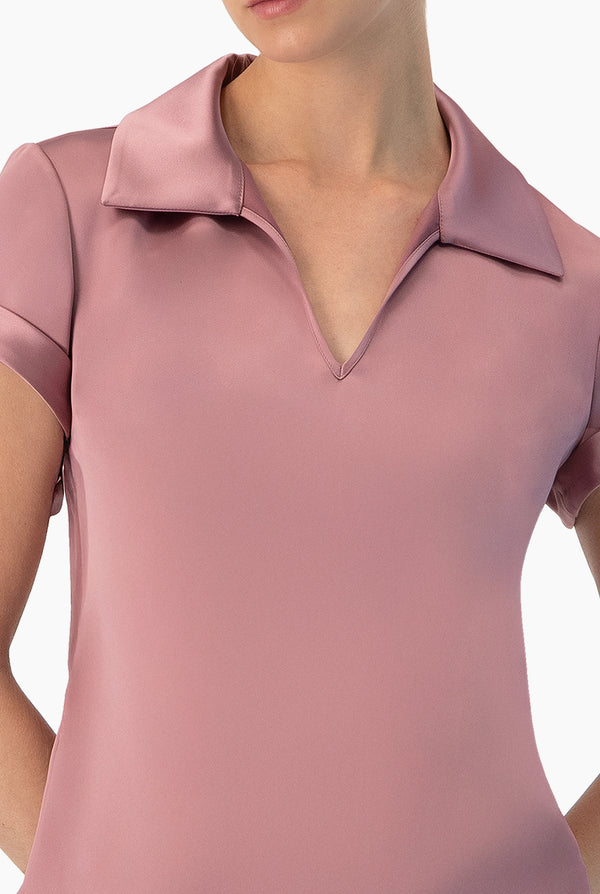 Blusa lisa de cuello camisero