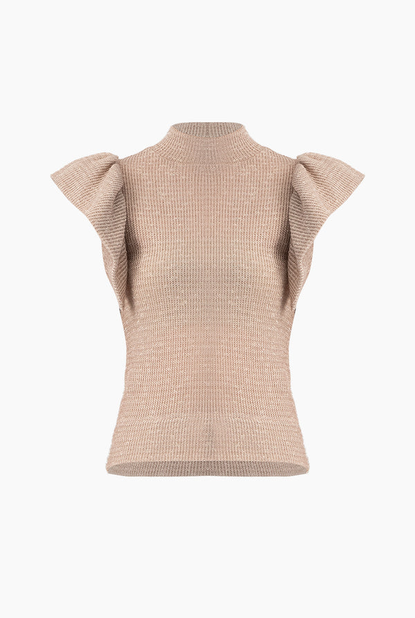 Blusa tejida de manga olanes