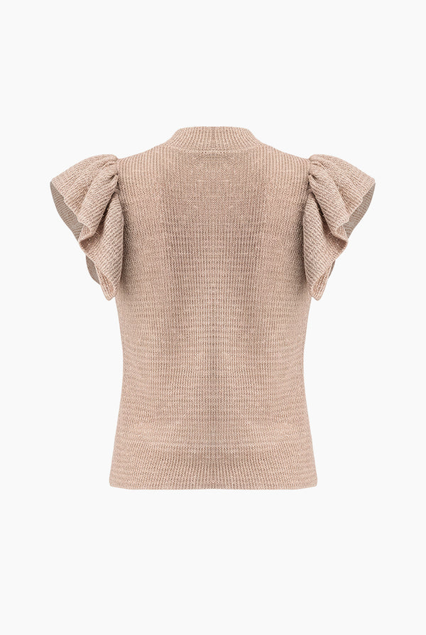 Blusa tejida de manga olanes