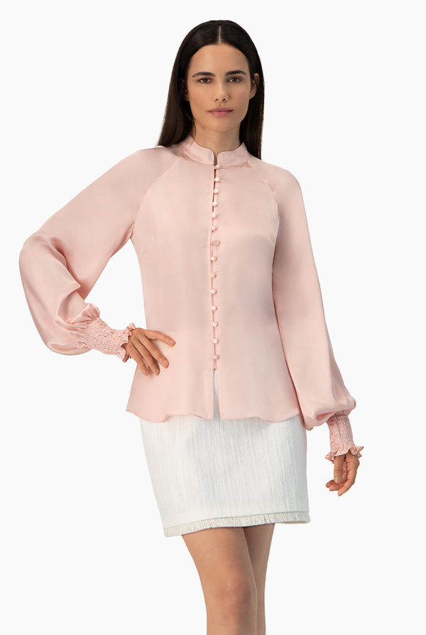 Blusa recta de cuello mao