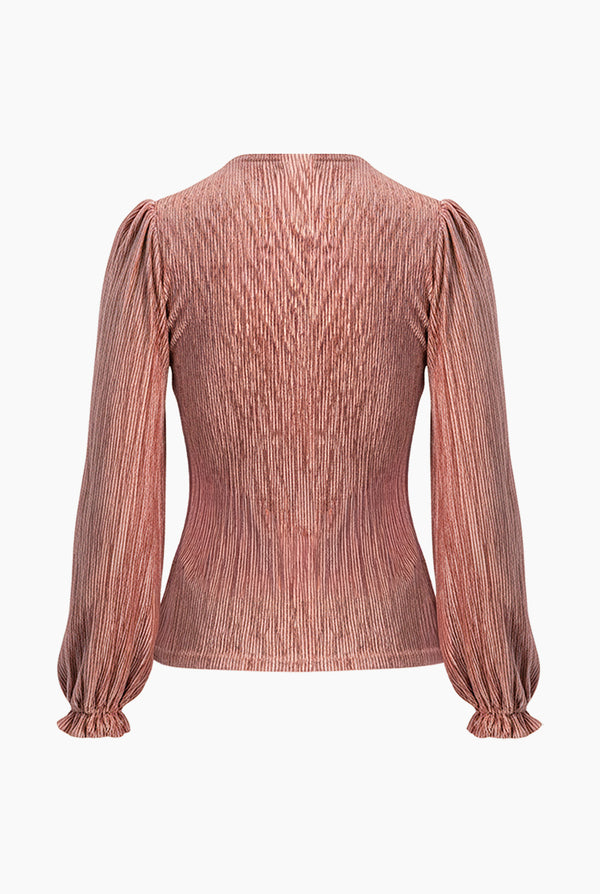 Blusa plisada de escote en V