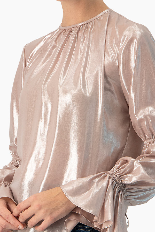 Blusa recta en tela metalizada