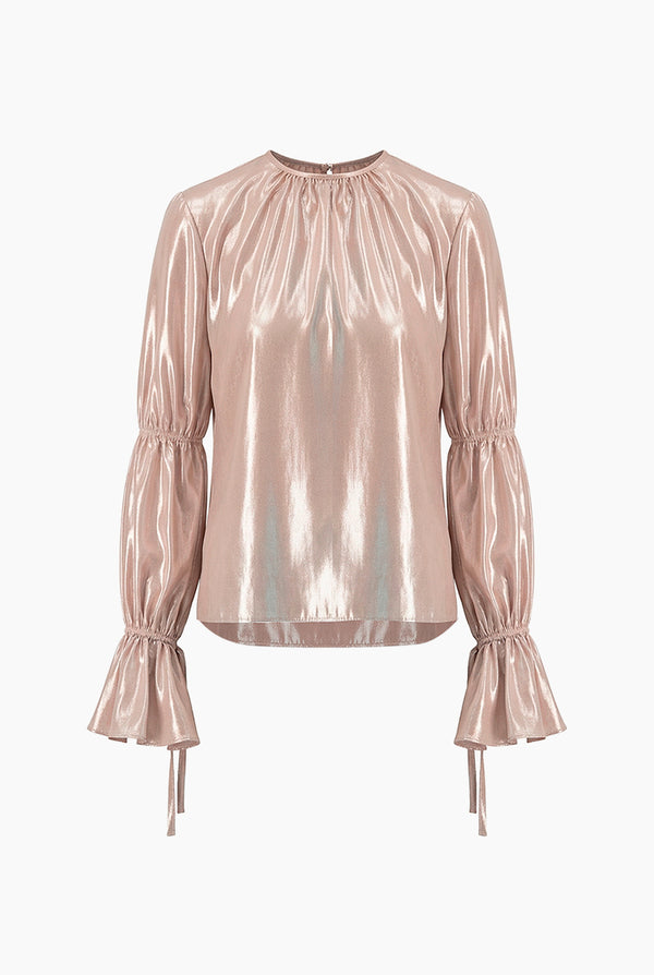 Blusa recta en tela metalizada