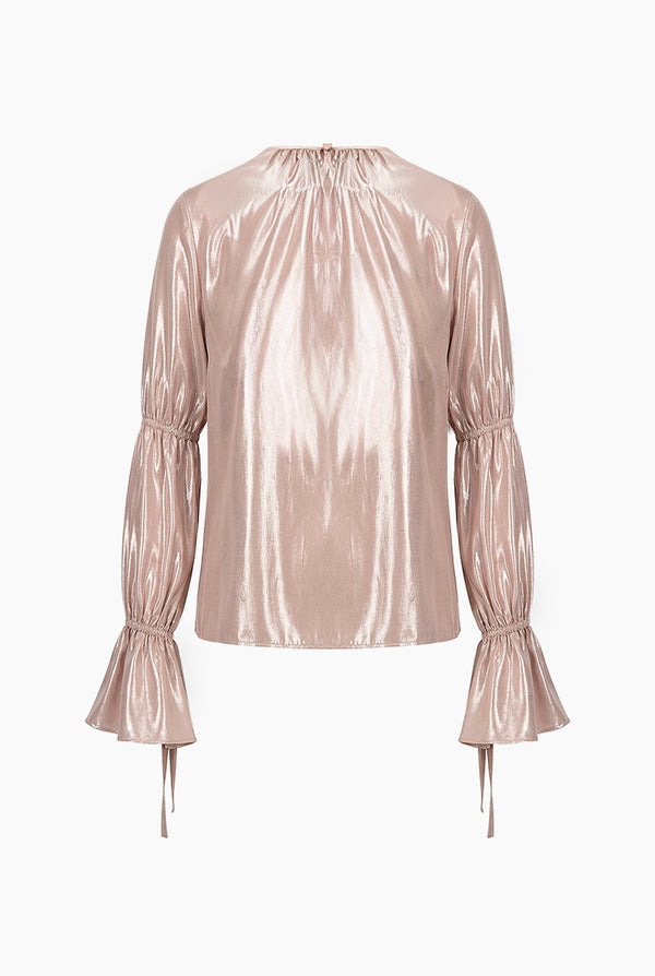 Blusa recta en tela metalizada