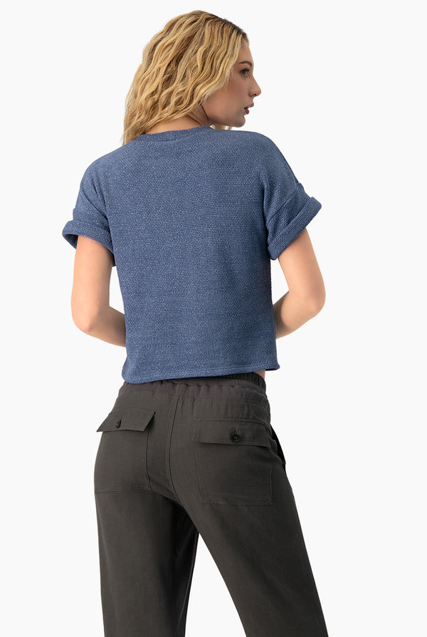 Blusa recta tejida cuello redondo