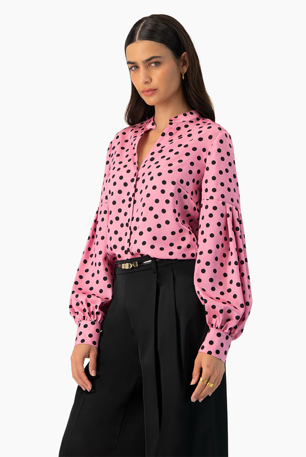 Blusa lunares de manga larga
