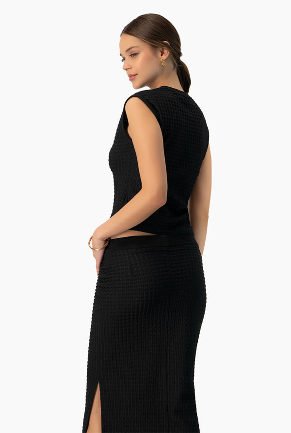 Blusa sin mangas tejida