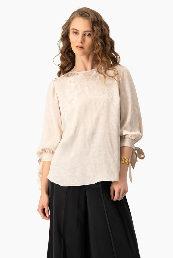 Blusa recta de manga con amarre