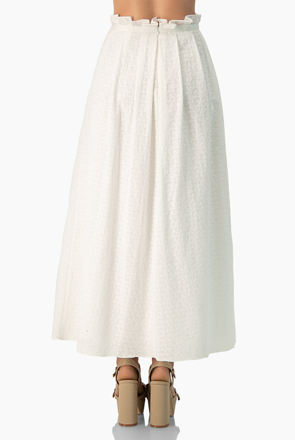 Maxi falda blanca con cinta de Ivonne, elegante y sofisticada.