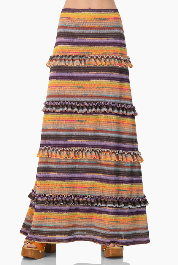 Falda midi tejida multicolor