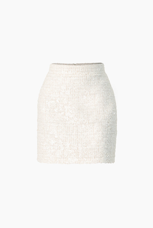 Falda Mini Lentejuelas Marfil