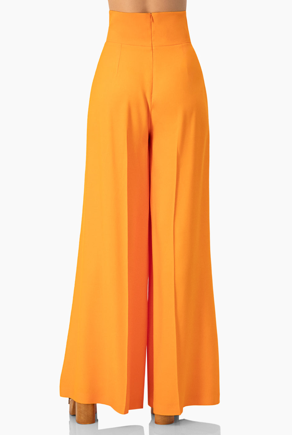 Pantalón Palazzo Naranja de Pierna Amplia y Pretina Ancha