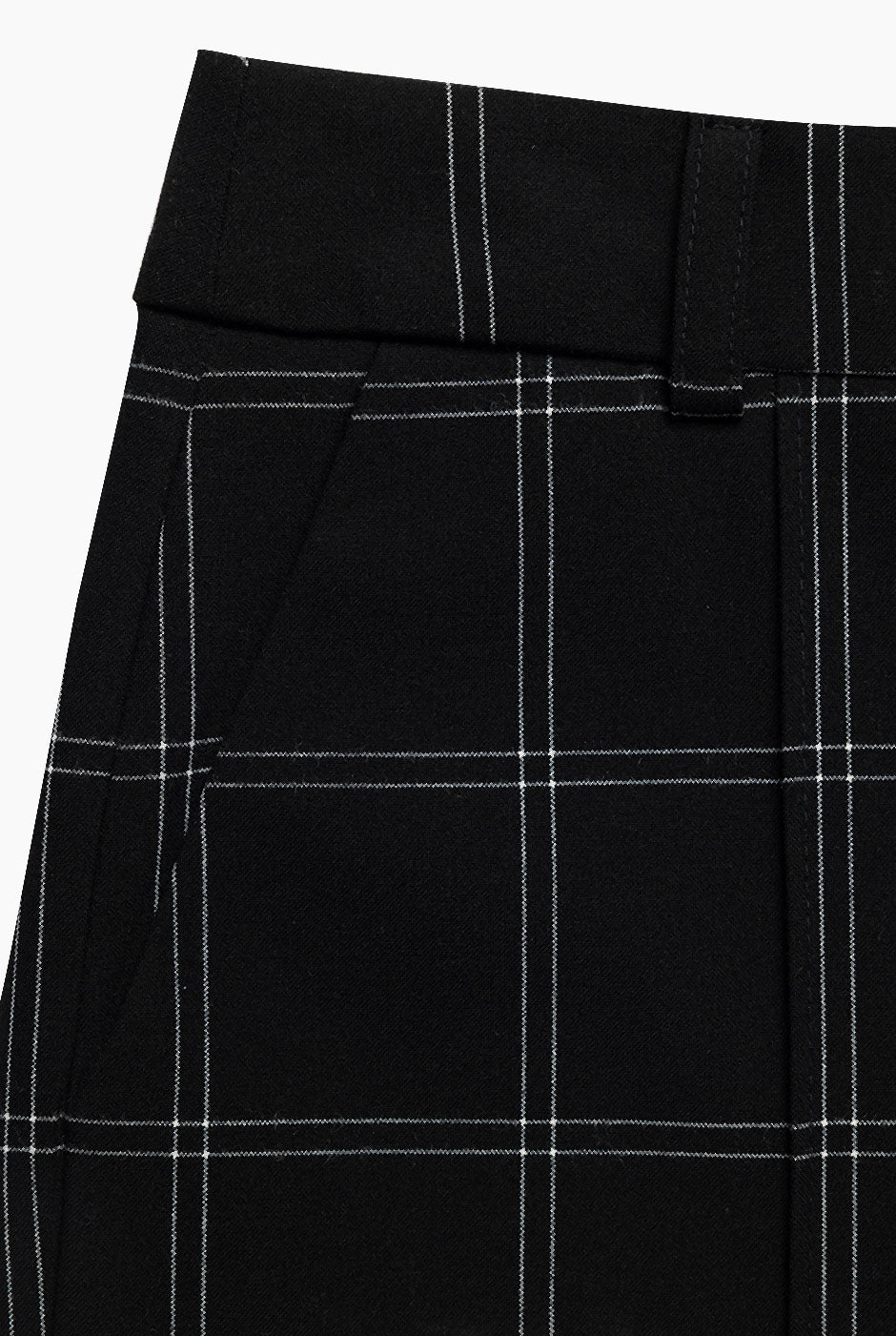 Pantalón negro sastreado recto con estampado de cuadros