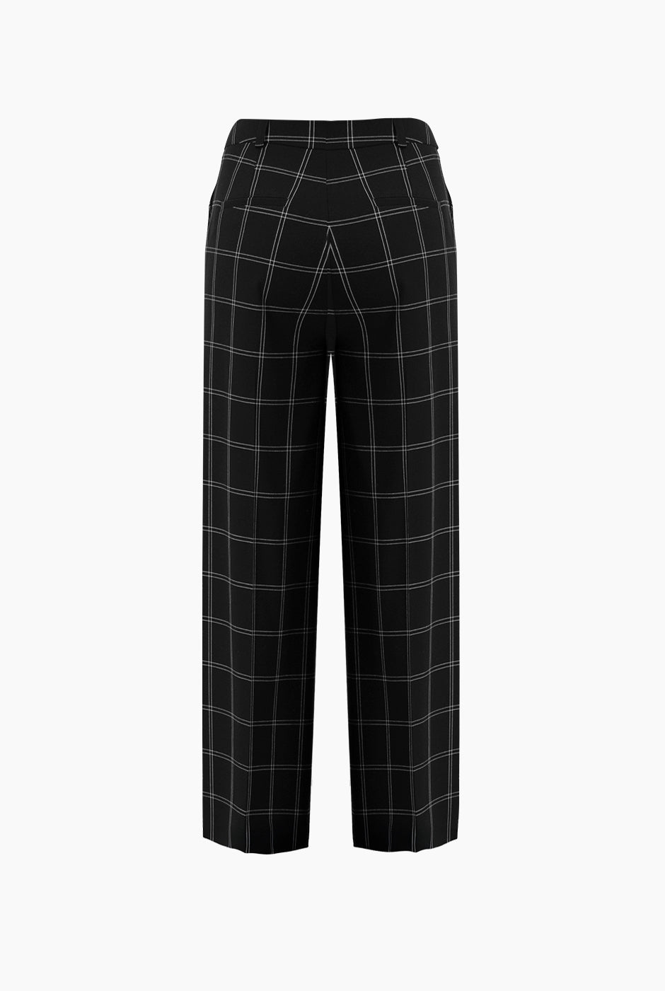 Pantalón negro sastreado recto con estampado de cuadros