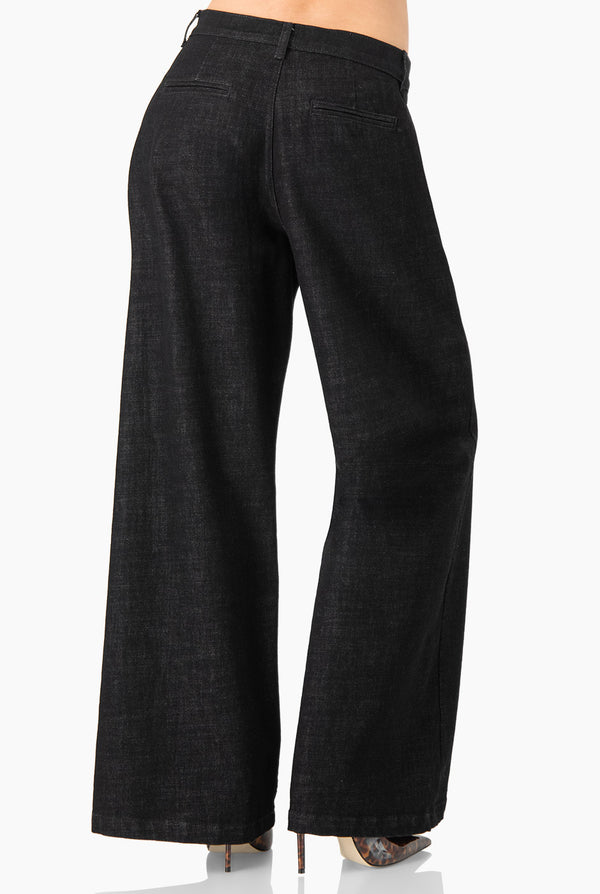 Jeans Negro Amplio Tiro Alto