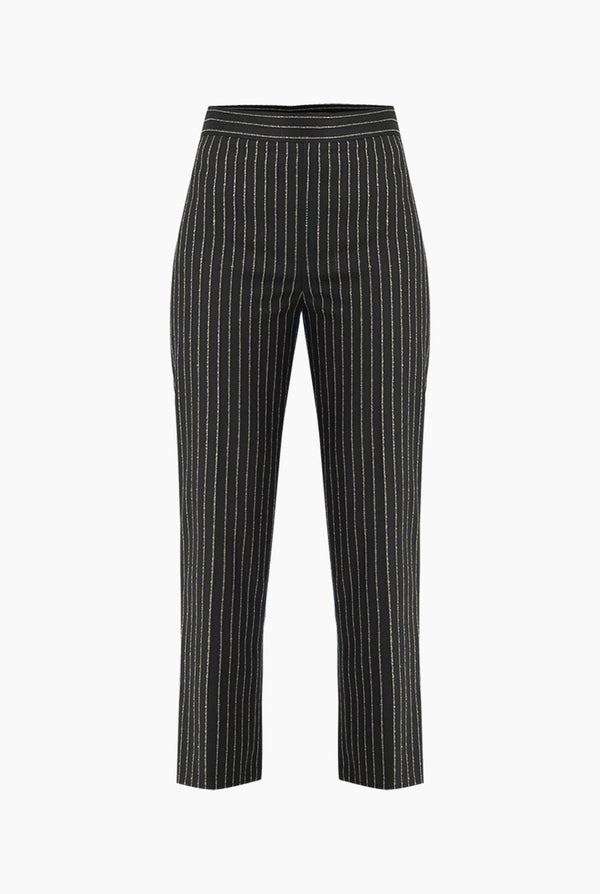 Pantalón Recto Negro Rayas