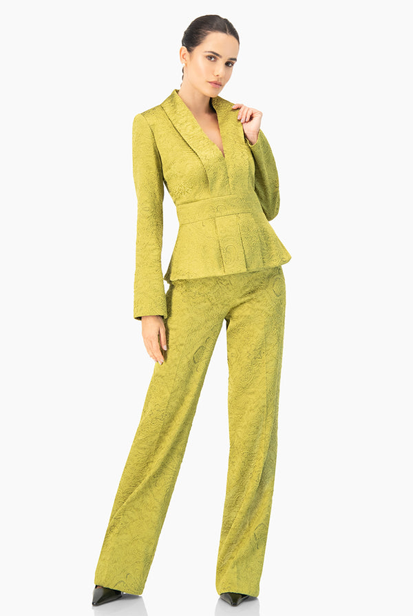 Pantalón Verde Dobladillo Ancho