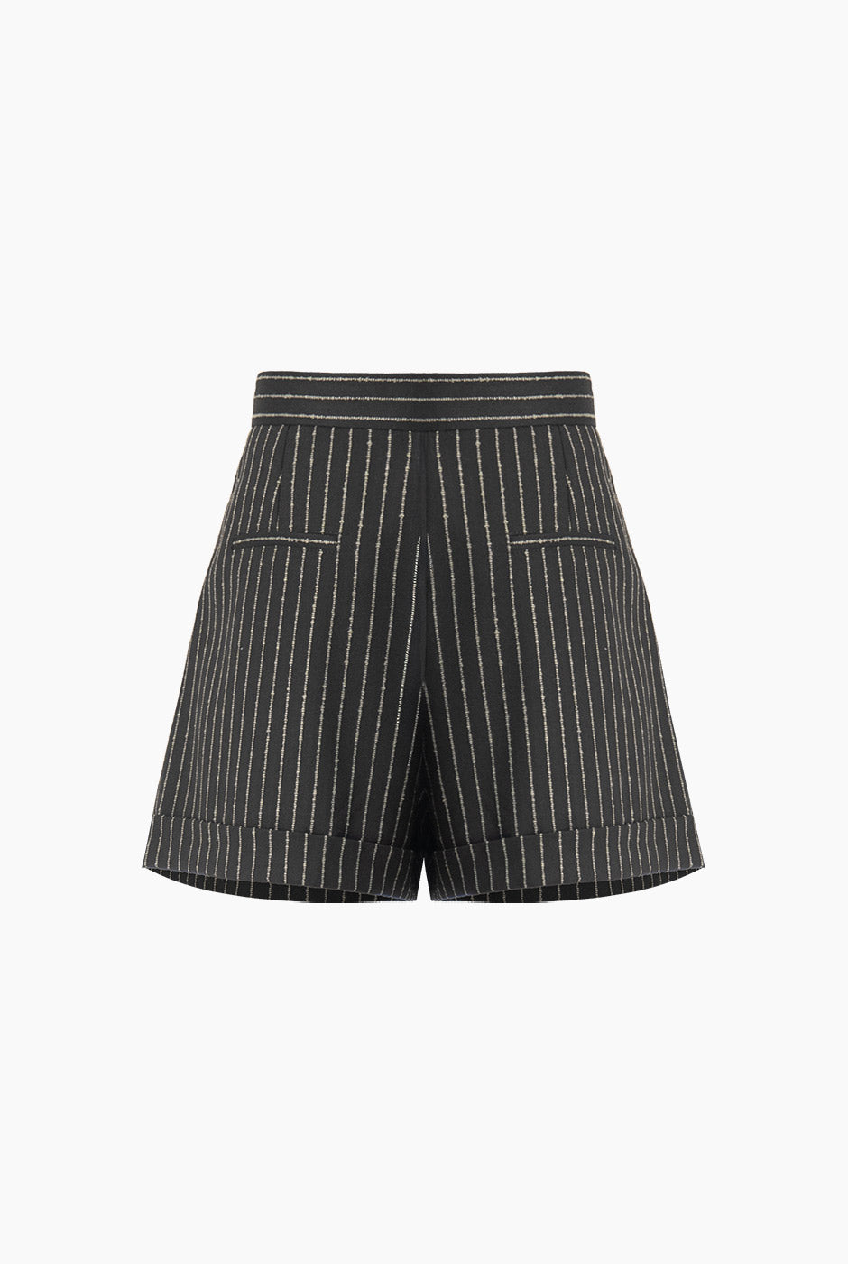 Short sastreado negro con rayas y bolsillos de Ivonne