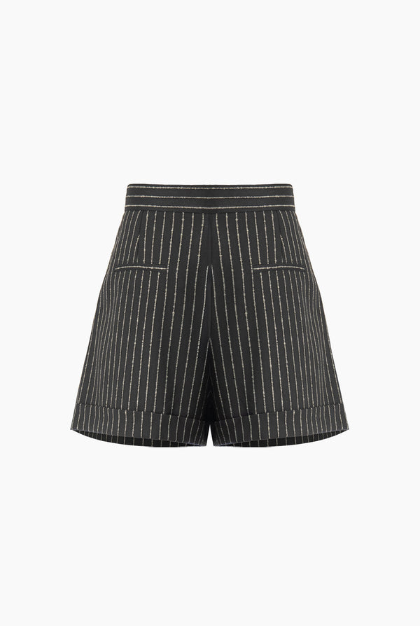 Short Sastreado Negro Rayas