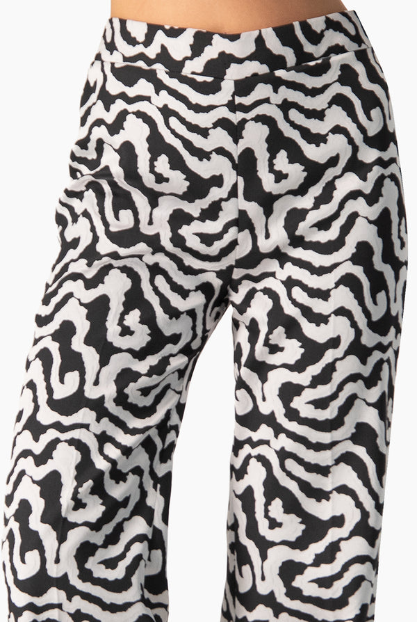 Pantalón Recto Animal Print Plateado