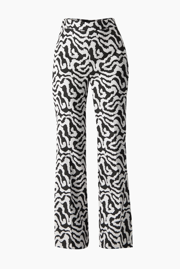 Pantalón Recto Animal Print Plateado