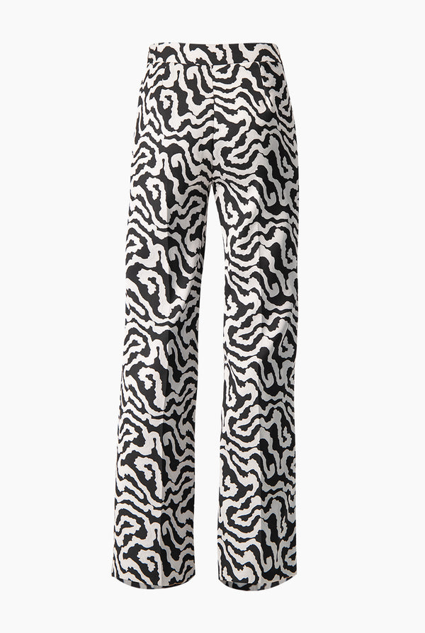 Pantalón Recto Animal Print Plateado