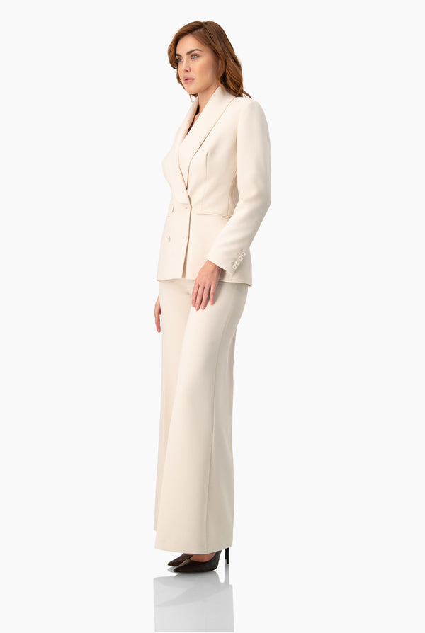 Pantalon liso pierna amplia marfil
