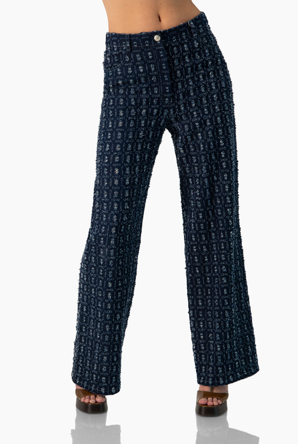 Pantalon denim recto con bolsillos
