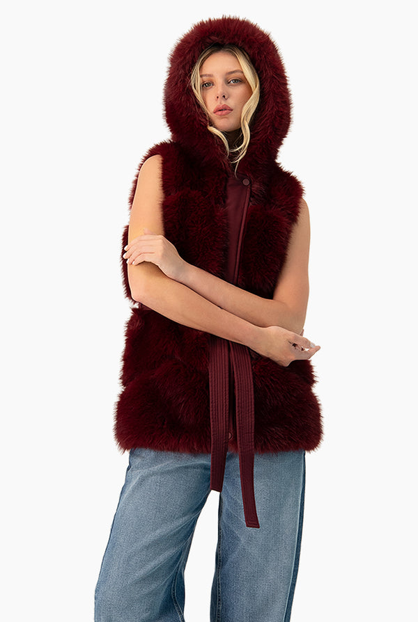 Chaleco Faux Fur Vino