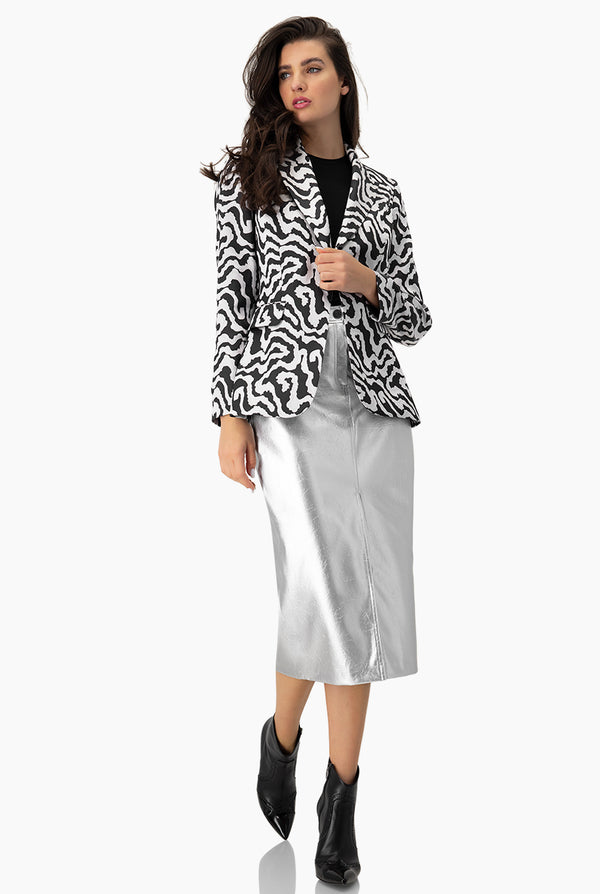 Saco Animal Print Plateado