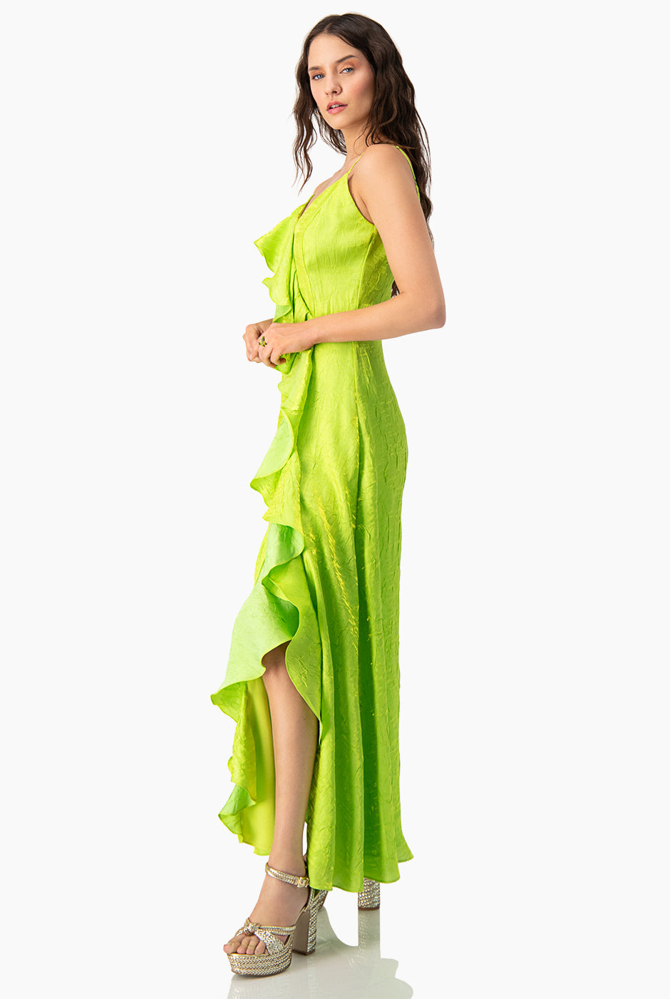 Vestido maxi con abertura y escote en V