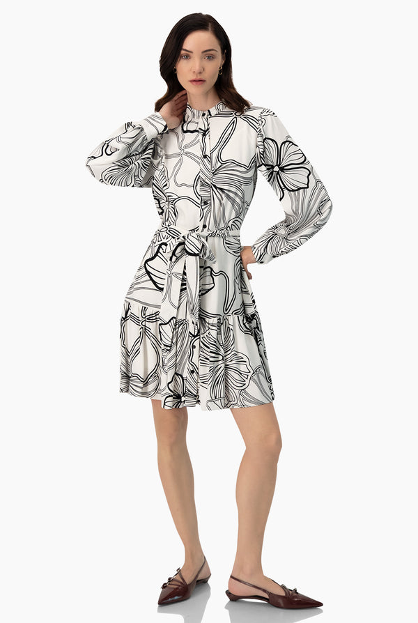 Vestido corto de cuello tipo mao