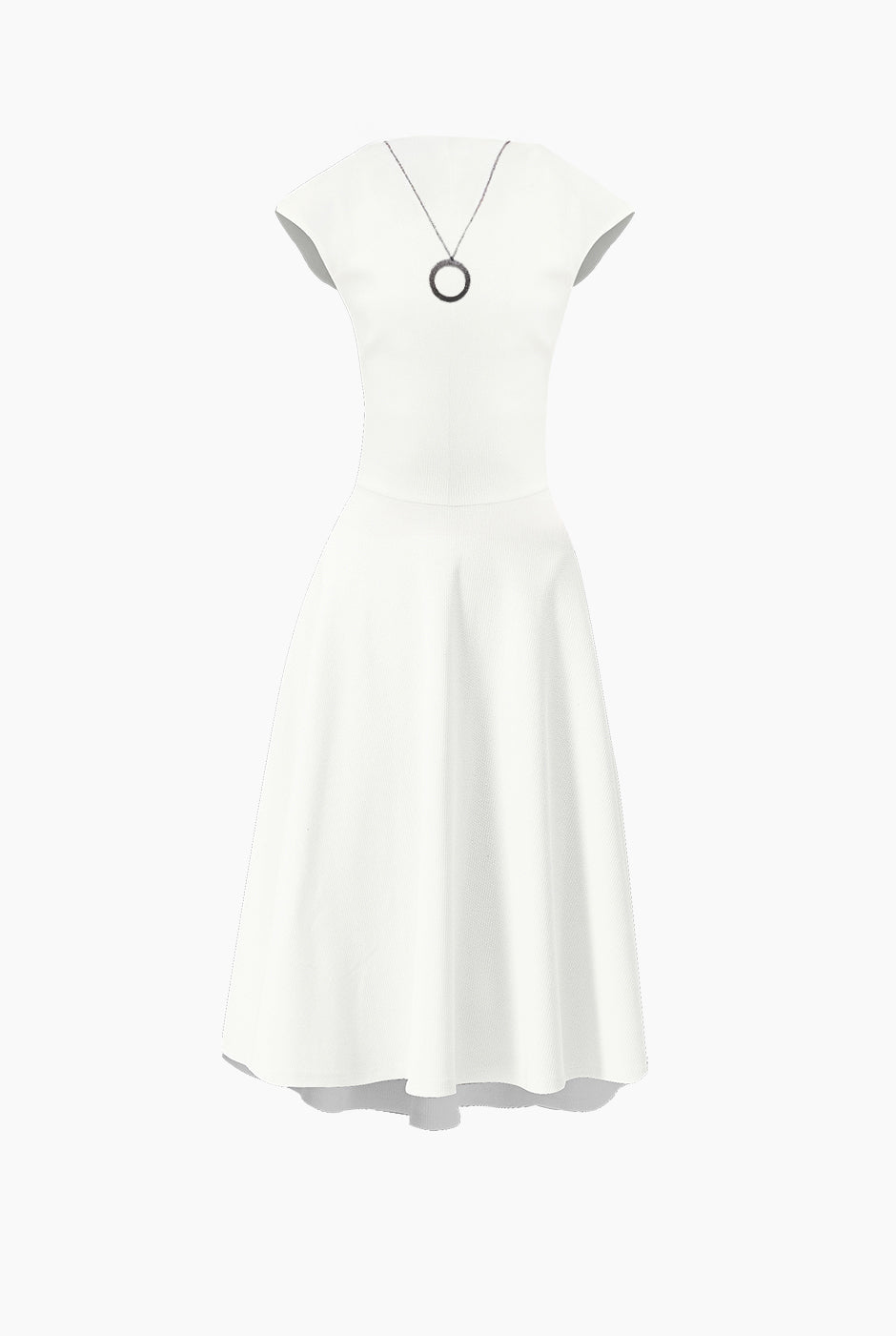Vestido midi blanco de cuello redondo y sin mangas de Ivonne