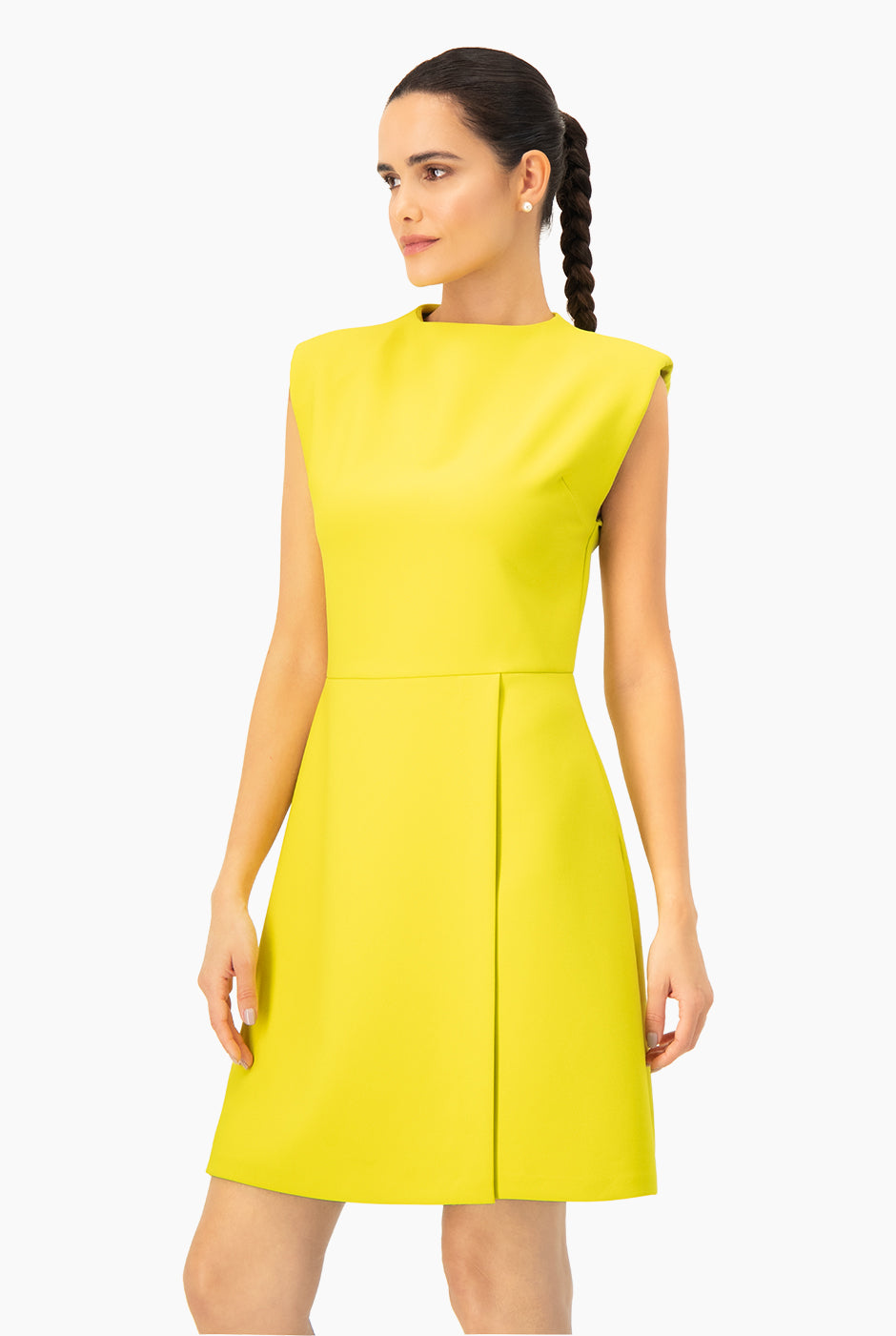 Vestido corto verde línea A sin mangas