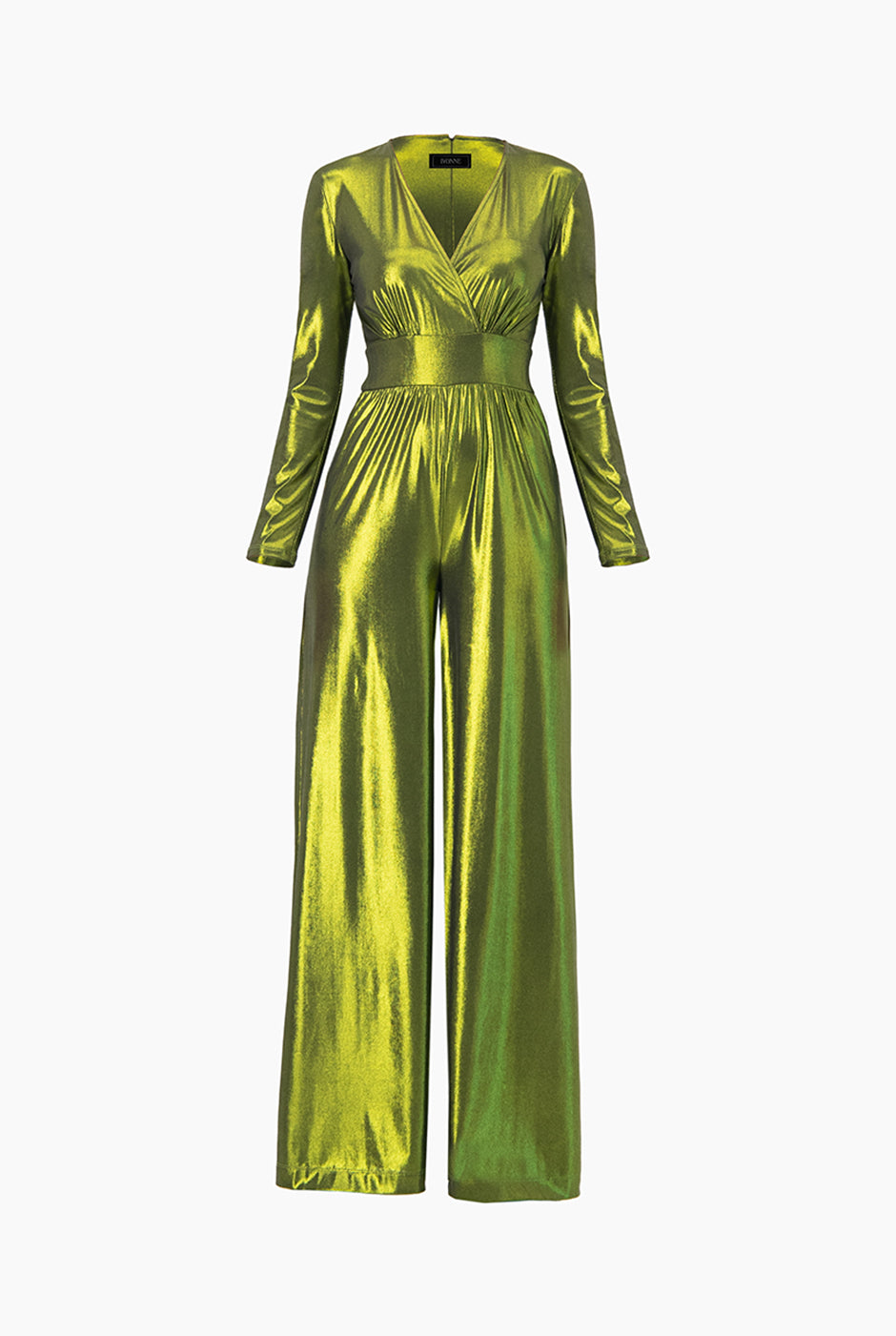 Jumpsuit verde de escote en V y manga larga