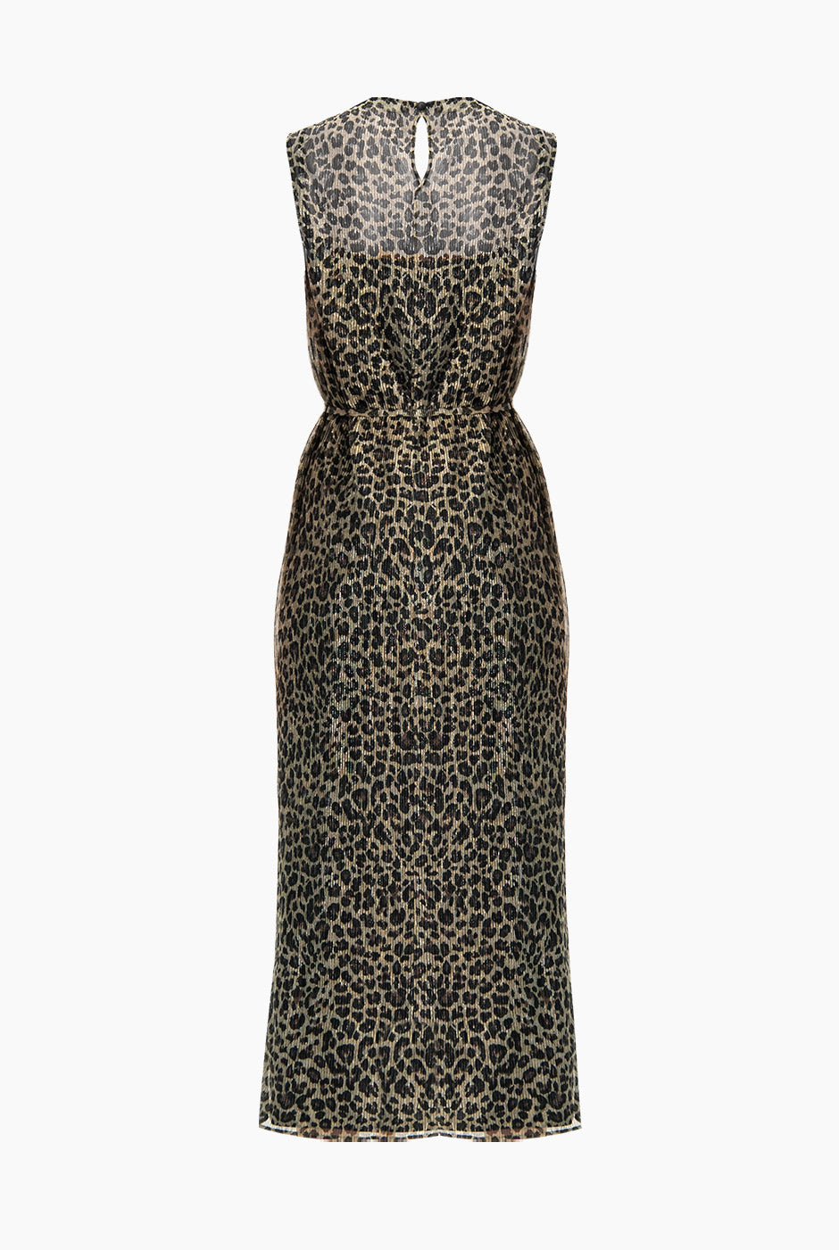 Vestido largo estampado animal print sin mangas y cuello redondo