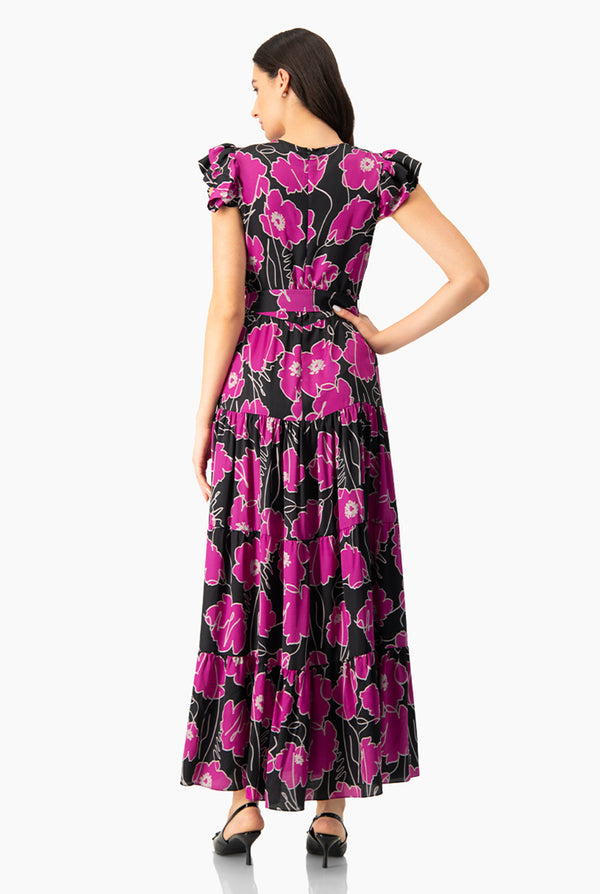 Vestido maxi de cuello redondo