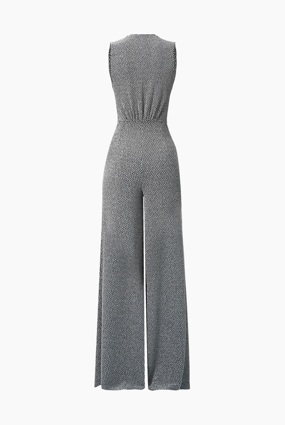 Jumpsuit plateado sin mangas con escote en V y cintura elástica