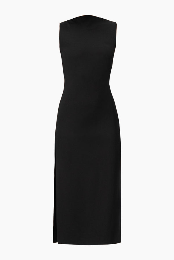 Vestido midi sin mangas y abertura
