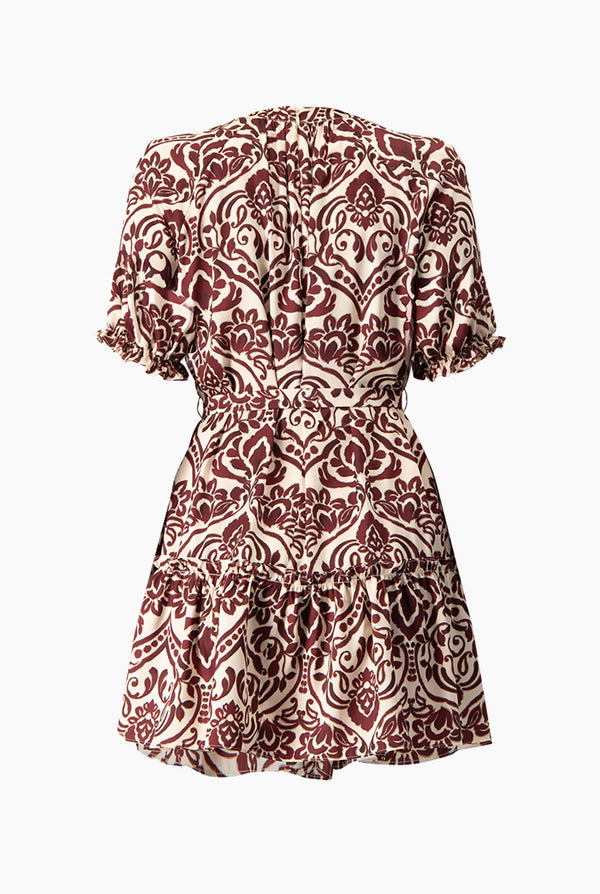 Vestido corto estampado manga corta