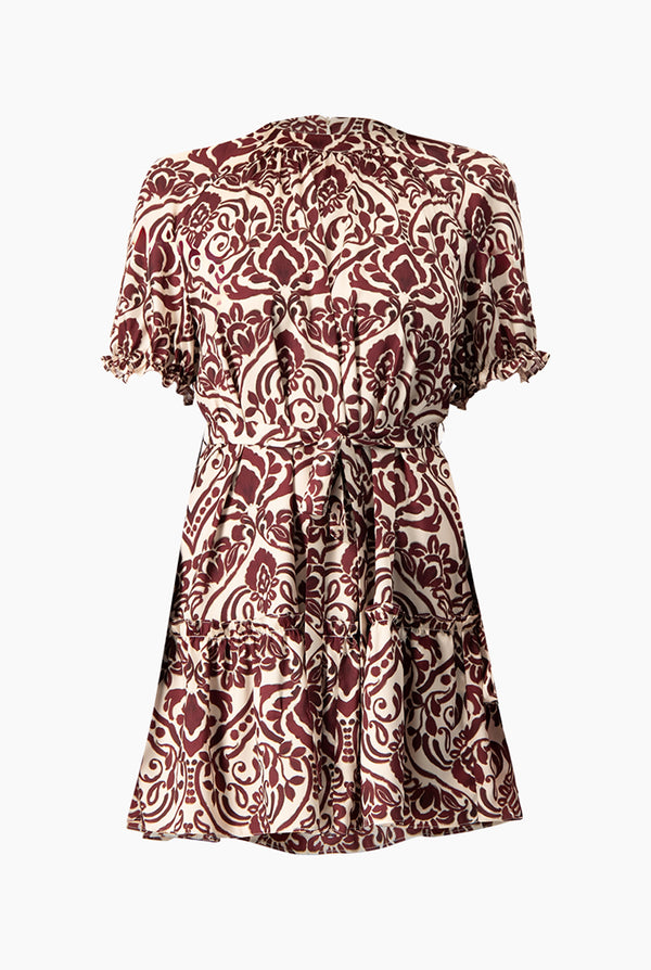Vestido corto estampado manga corta