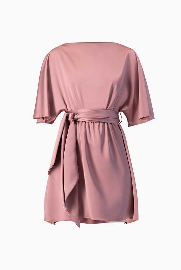 Vestido corto de cinta en cintura