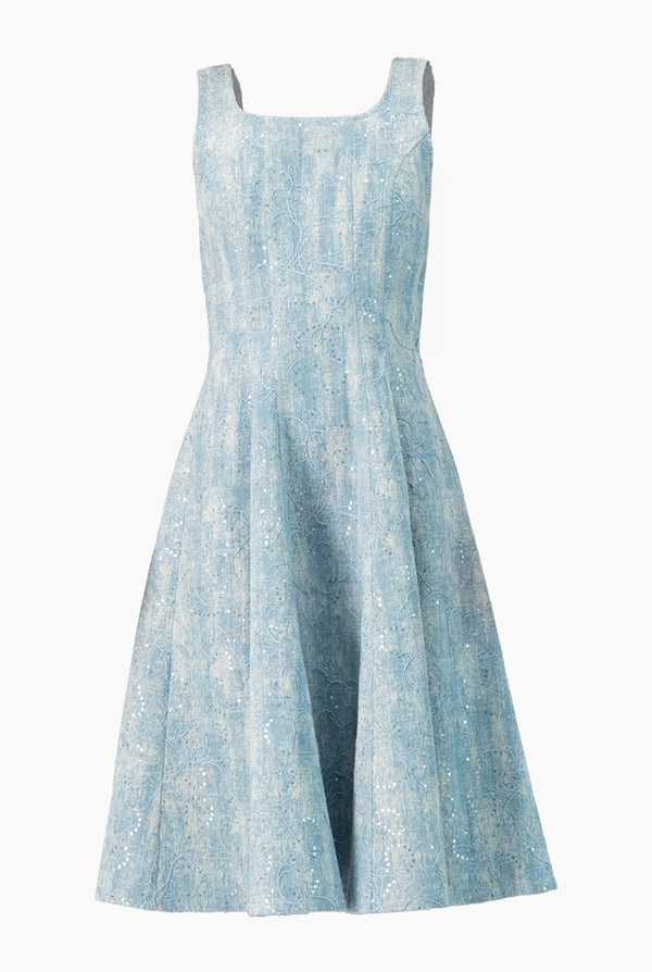 Vestido midi de escote cuadrado