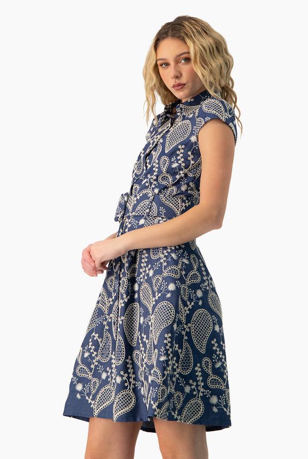 Vestido linea A manga simulada