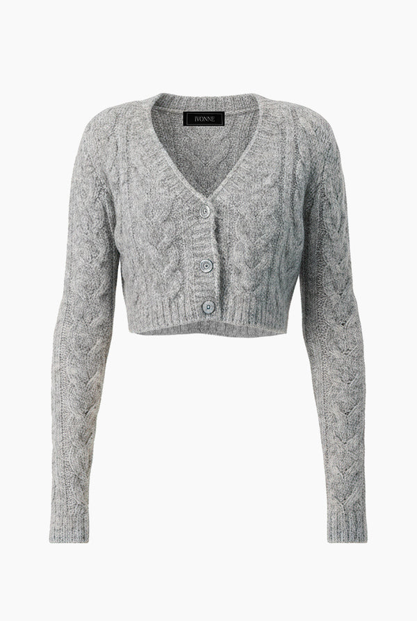 Suéter Crop Cable Knit Jaspe