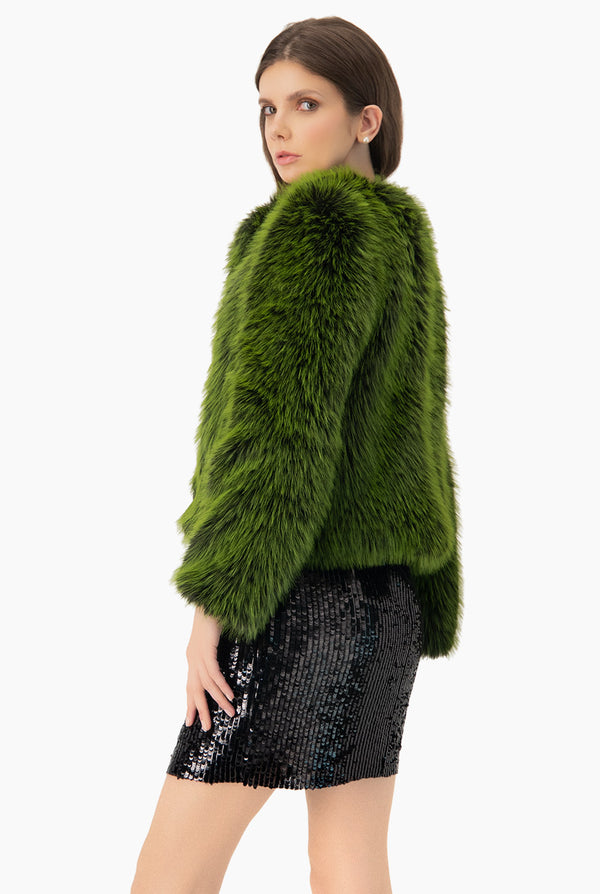 Abrigo corto peluche verde