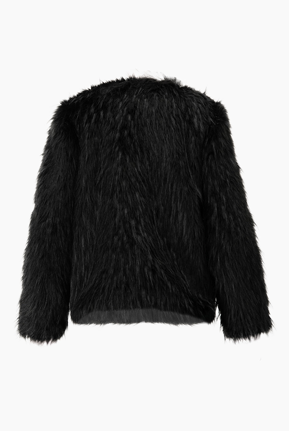 Abrigo negro de pelo sintético con broches
